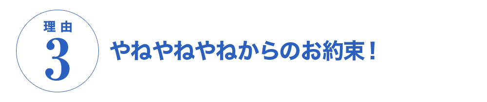 理由3　やねやねやねからのお約束！